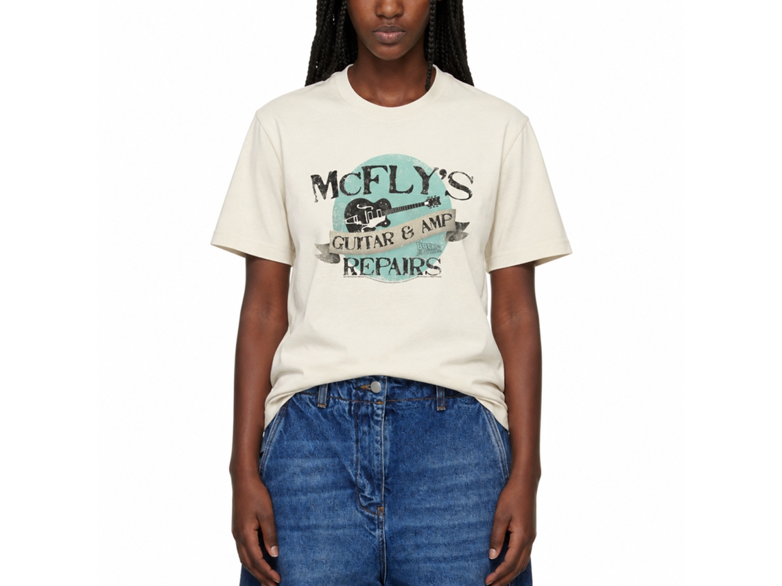 Rockinstone Back To The Future Movie Pairs Again Solid Natural Adult T-shirt Size:l