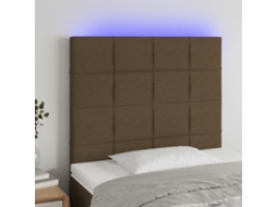 Vidaxl Cabeceira De Cama C/ Luzes Led Tecido 100x5x118/128cm Castanho