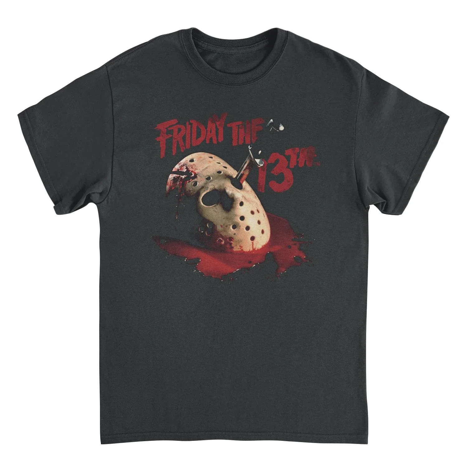 Unisex Adult T-shirt Rockinstone Friday The 13th Jason Mask Blacksizexl