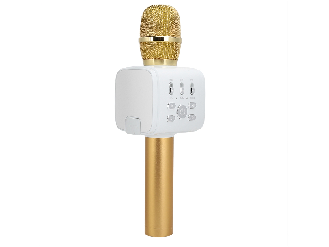 Aetheria microfone Sem Fio Bluetooth Karaoke Portátil com Suporte para Celular Multifuncional Dourado