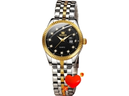 Lurelia Relógio Feminino, Movimento De Quartzo, Data/calendário, Detalhes Com Strass, Cerâmica, Resistente À Água, Preto