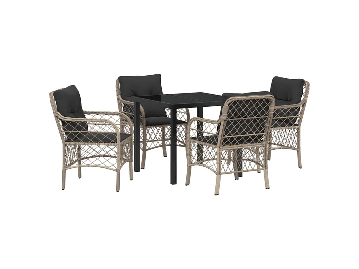 Maison Exclusive - Conjunto De Jantar Para Jardim 5 Pcs Cinzento-claro Vime Pe