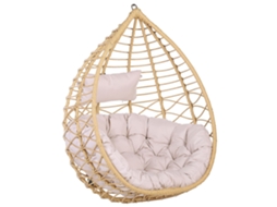 Silla Colgante Beliani Arsita De Ratán Sintético Marrón 92x70x121