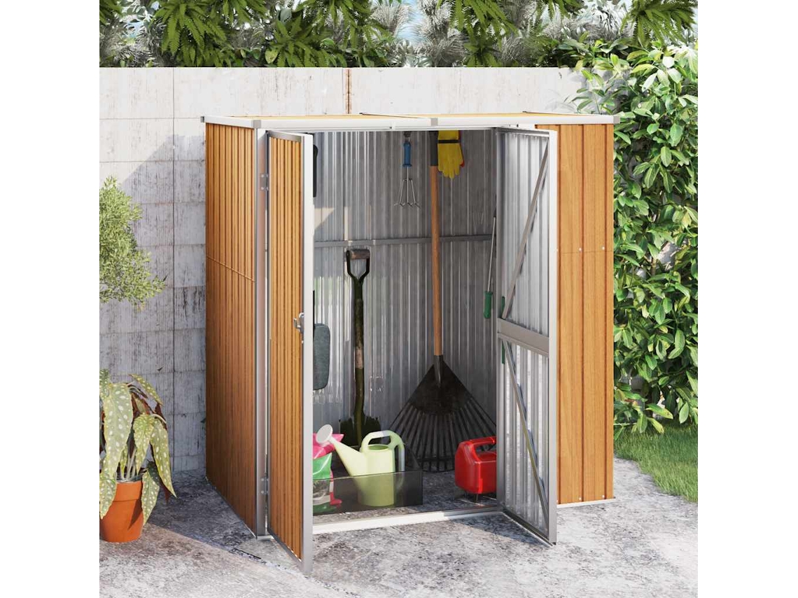 Vidaxl Abrigo P/ Ferramentas Jardim Aço Galvanizado Castanho