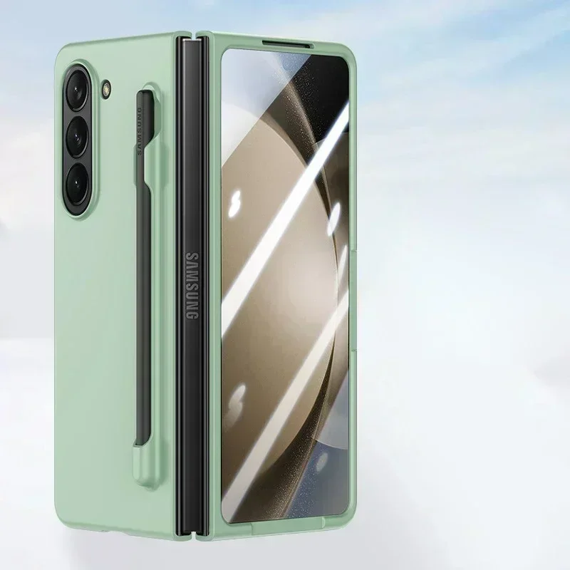Capa Para Celular (verde Menta, Galaxy Z Fold5) Com Compartimento Para S Pen E Protetor De Tela Integrado.
