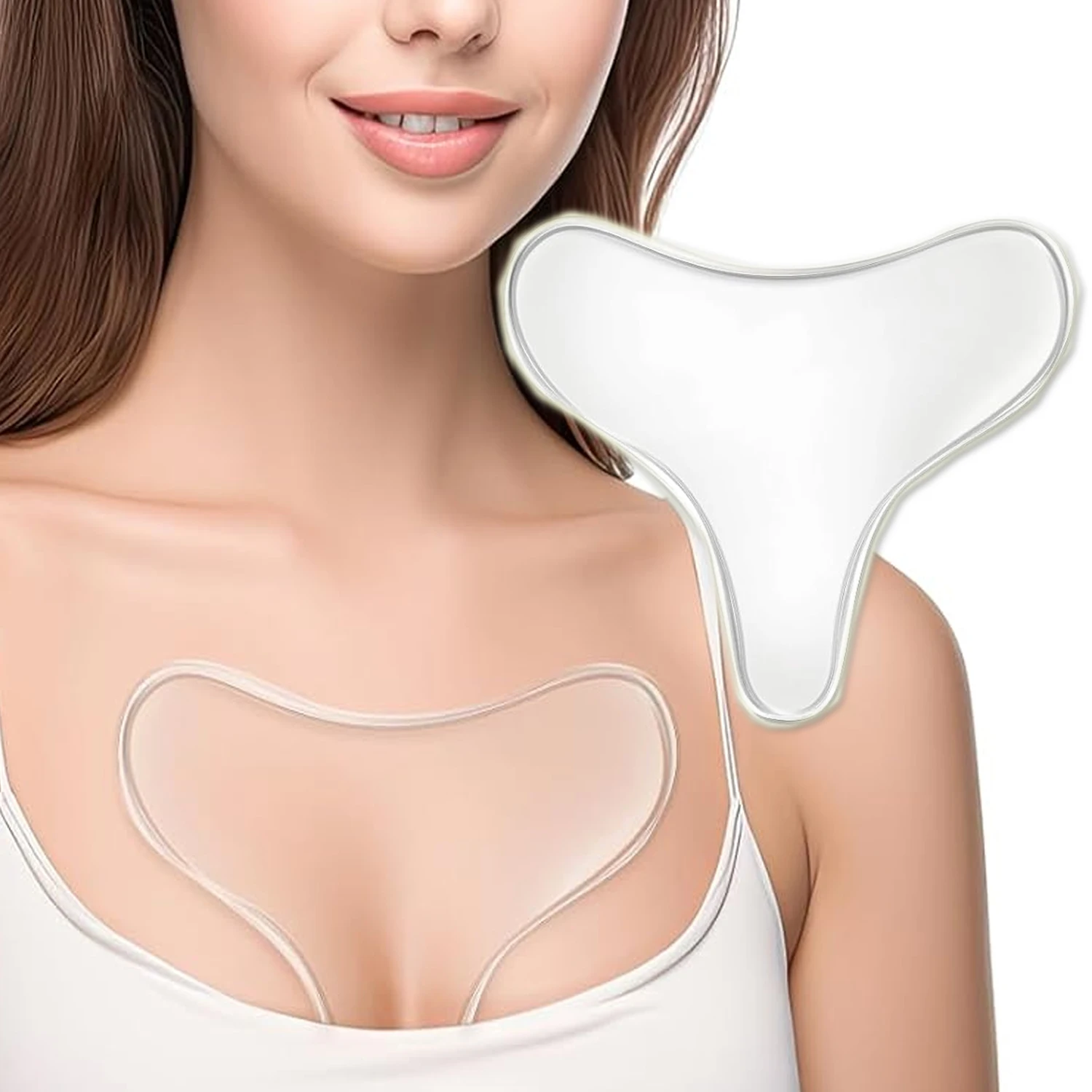 Almofadas De Silicone Transparentes E Reutilizáveis Para Os Seios, Com Efeitos Antirrugas, Lifting E Antienvelhecimento.