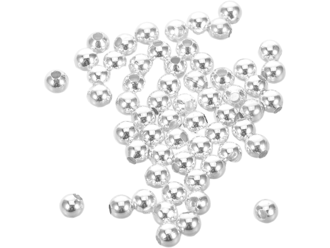 Conjunto De 100 Mini Espaçadores Redondos De Metal Prateado.