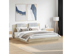 Vidaxl Estrutura Cama C/ Cabeceira/luzes Led 180x200cm Carvalho Sonoma