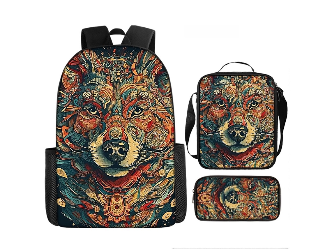 Mochila De Estudante 17 Polegadas - Conjunto 3 Peças Com Estojo E Lancheira Ideal Para Escola (estilo H)