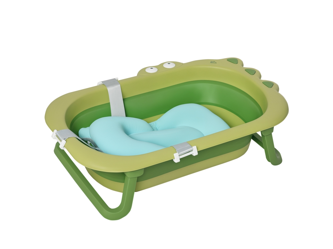Banheira Dobrável para Bebês para Crianças de 0 a 3 Anos com Almofada Ajustável Azul Claro e Pés Antiderrapantes, 80x53,9x20,8cm Verde Ge