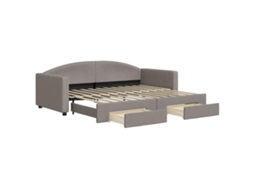Sofá cama com Gavetão e Gavetas 90x200 Cm Veludo Cinza MAISON EXCLUSIVE