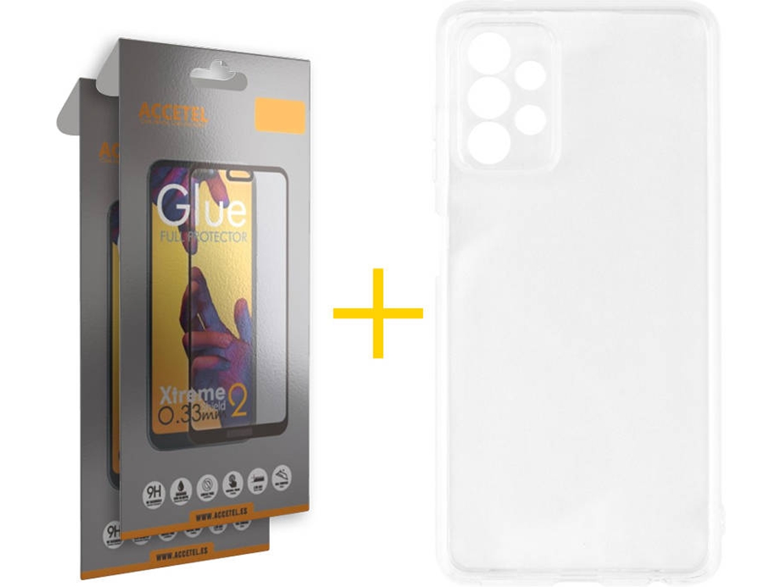 Capa e Película Samsung A32 5G ACCETEL Vidro Temperado 5154 Transparente