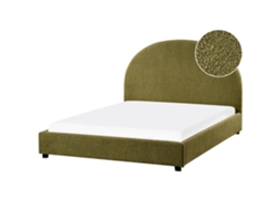Cama de Casal BELIANI Vaucluse de Bouclé Verde-oliva 140x200
