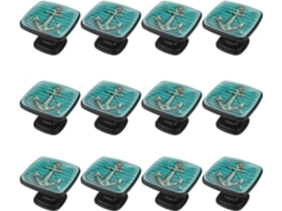 Puxadores E Maçanetas Quadradas Para Armários De Cozinha, Conjunto De 12 Peças, Modelo Anchor Deck Blue Summer Ocean