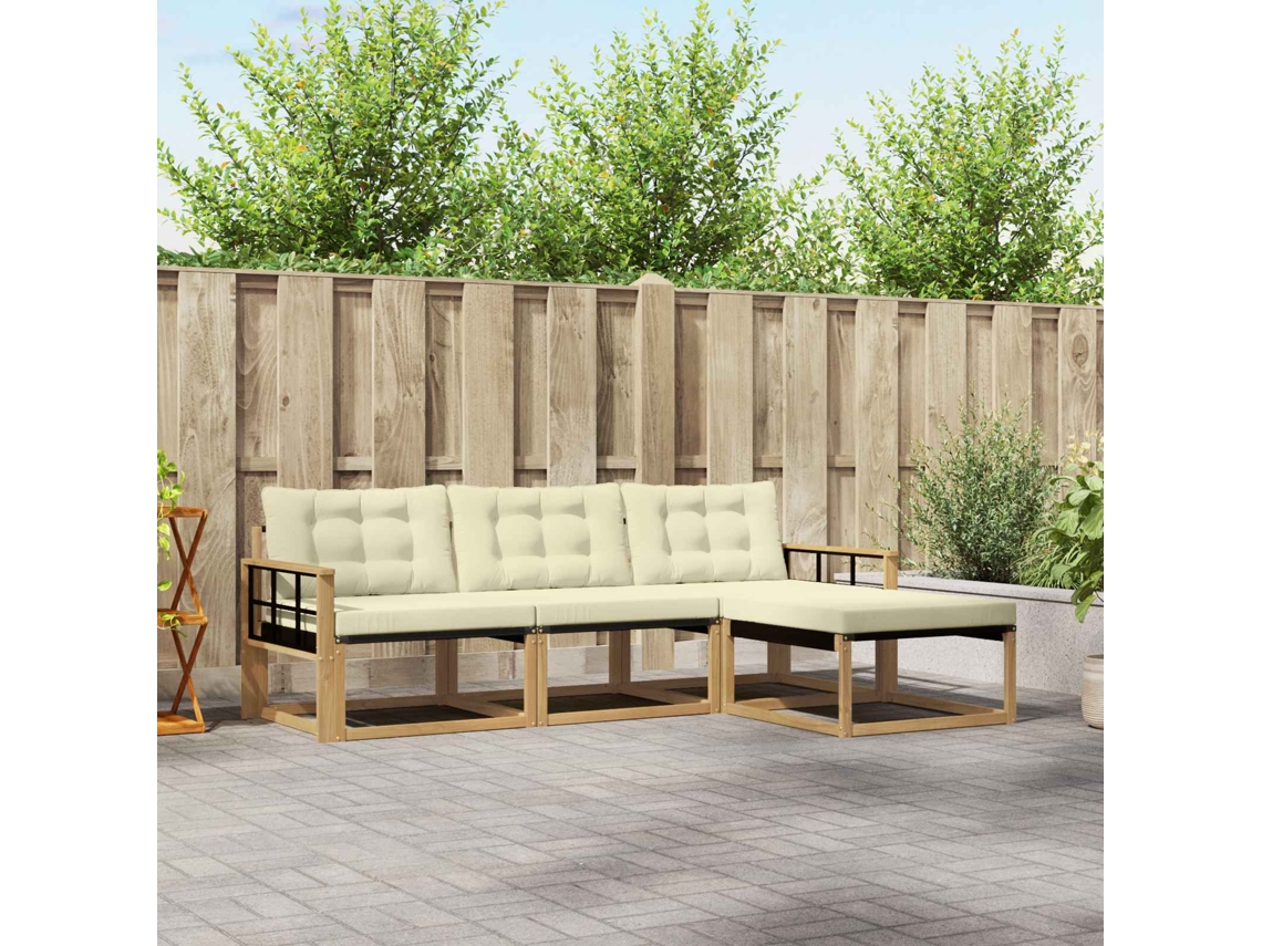 Vidaxl Conjunto De Sofás Para Exterior 4 Unid. Branco E Creme