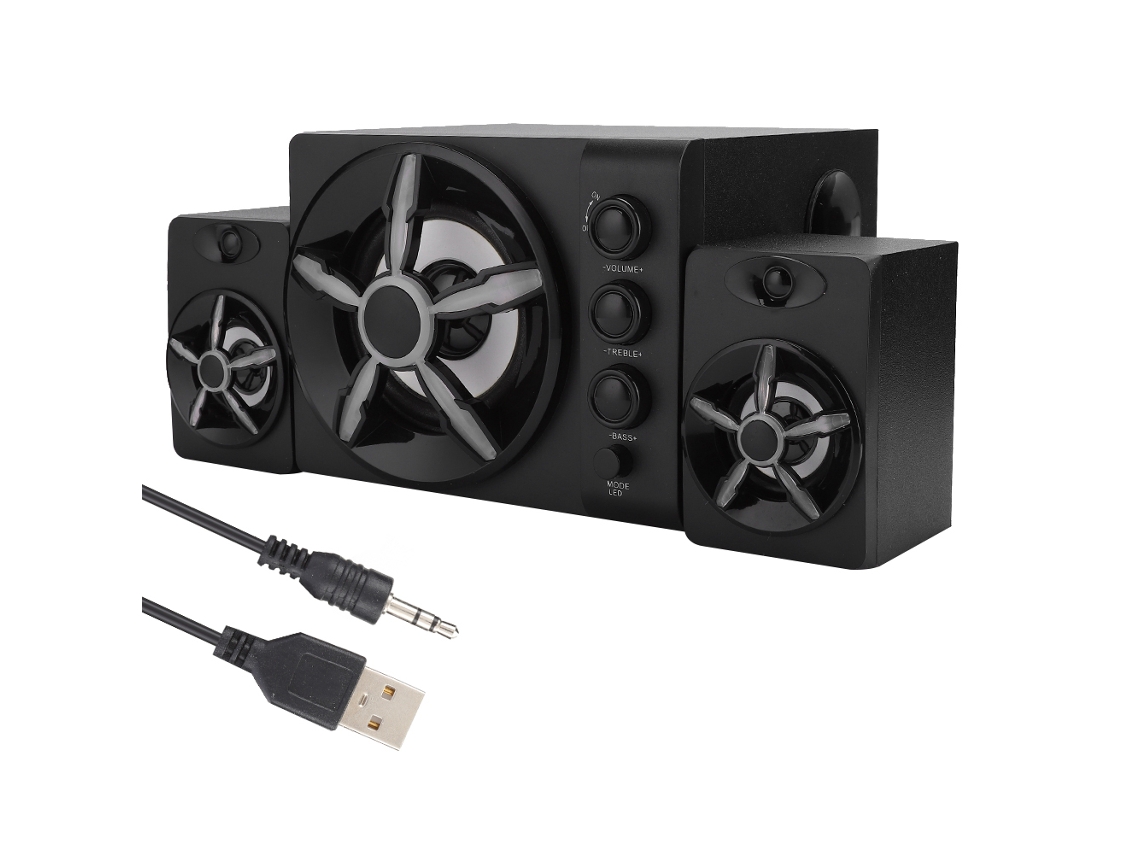 Subwoofer 2.1 Sada D 215 com Luzes Led Bluetooth e Ajuste de Áudio para Celulares/tablets | S/MARCA