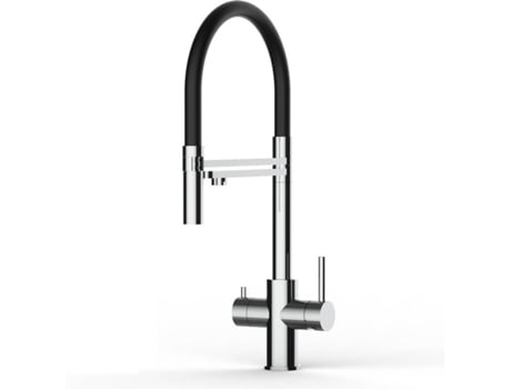 Torneira de cozinha VIZIO 5 Vias Tubo Giratória 360° Aço polido Preto (Aço)