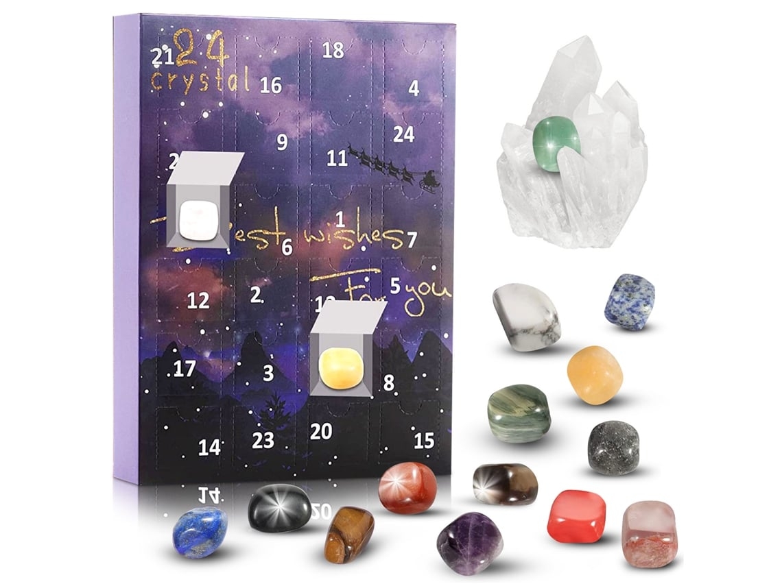 Calendário do Advento de Halloween: 24 dias de cristais naturais, ágatas e folhelhos, ergonômico, para uso diário. STELASPLEN