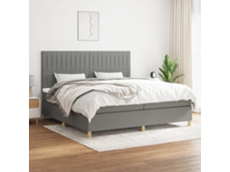 Vidaxl Cama Com Molas/colchão 200x200 Cm Tecido Cinzento-escuro