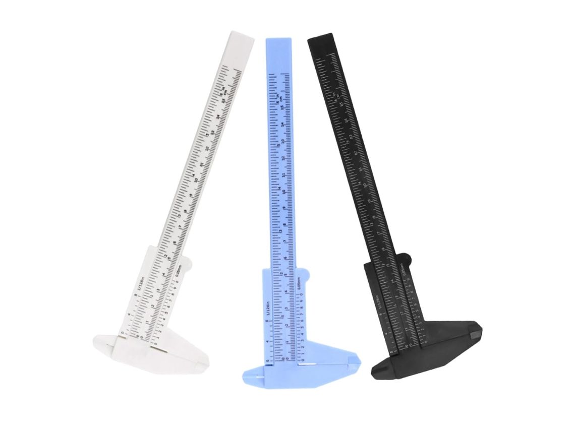 Conjunto Healeved De 3 Mini Paquímetros Plástico 150mm Com Régua