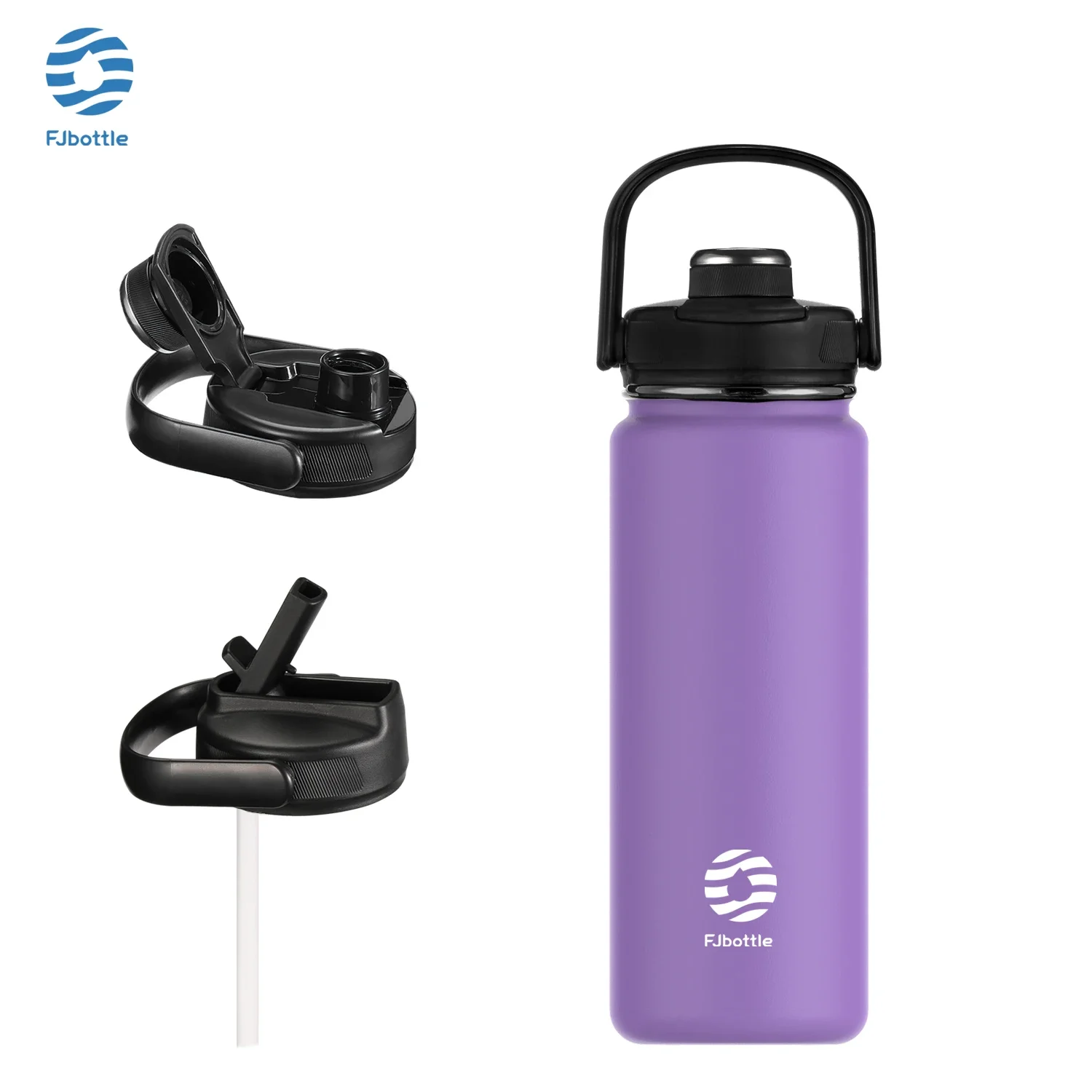 Garrafa De Água Esportiva De Aço Inoxidável Com Isolamento A Vácuo (roxa, 1200ml), Com Alça, Tampa E Canudo.