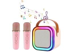 Mini Máquina De Karaokê Portátil Para Crianças Com 2 Microfones Sem Fio E Luzes De Led Para Meninas E Adultos. Aquaforge