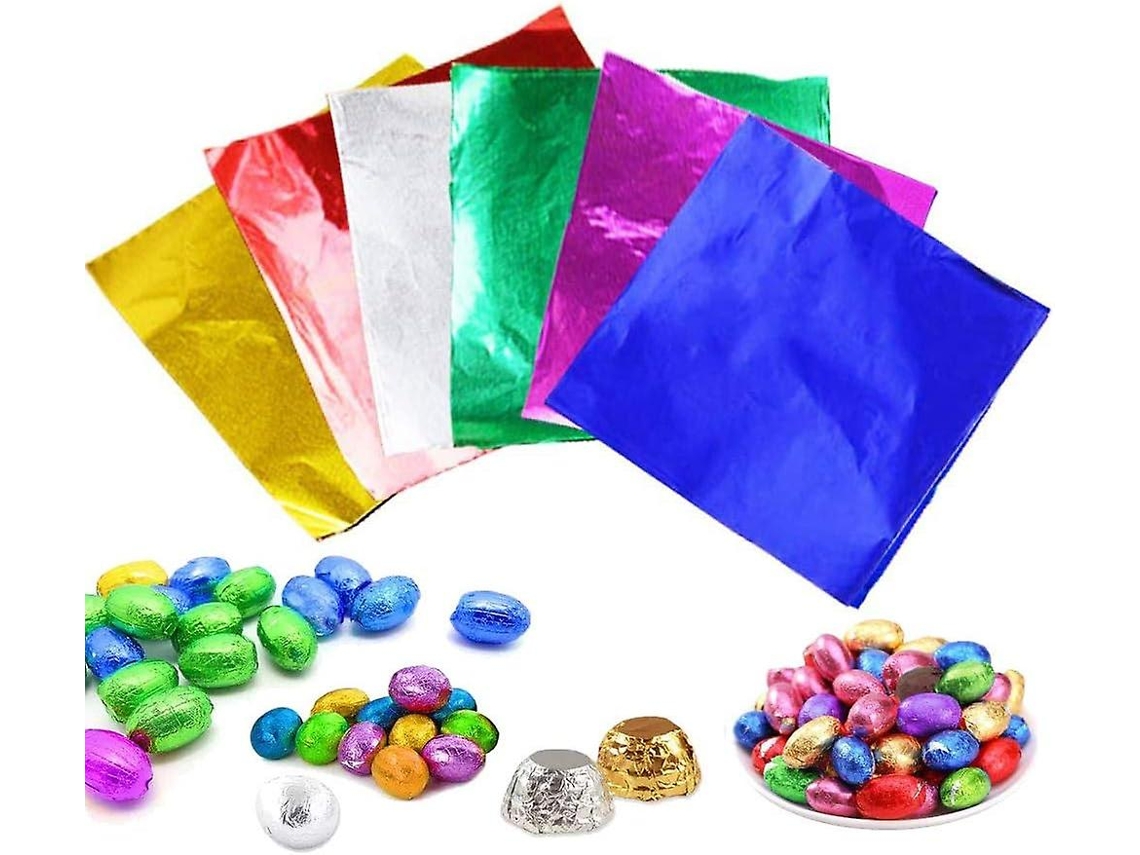 Papel De Embrulho Alumínio Colorido, 600 Folhas, 6 Cores, Próprio Para Alimentos, Atóxico, Chocolate, Doces, Artesanato E Folhas Chá.