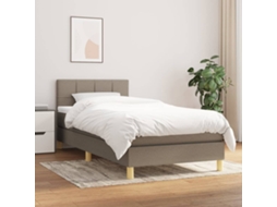 Cama Com Molas/colchão 90x200 Cm Tecido Castanho-acinzentado