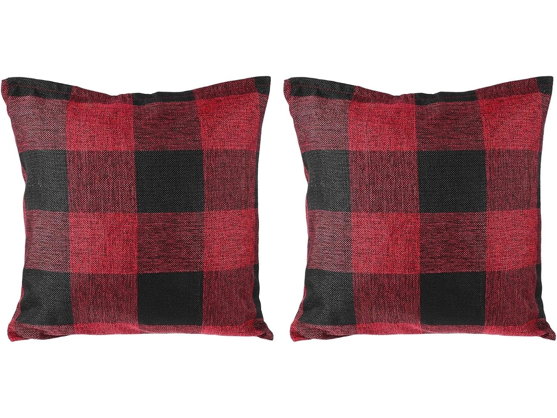 Capas de Almofada Linho, Resistentes a Rasgos, com um Padrão Xadrez Simples, Conjunto 2 Peças. CHABERLU