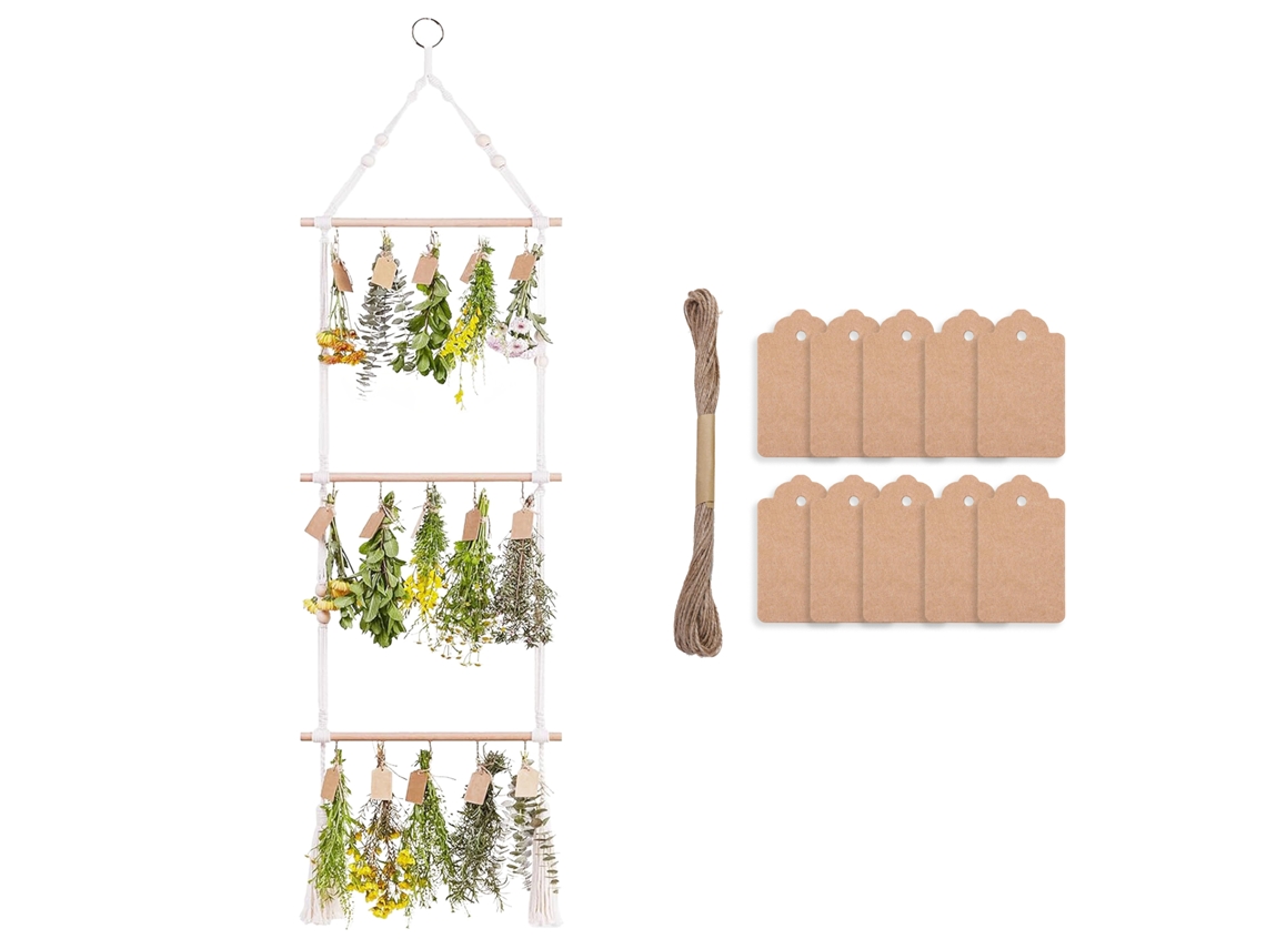Laxiscreed Cabideiro De Secar Em Vime Para Plantas Com Corda Trançada Para Jardim