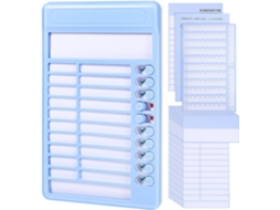 Quadro de tarefas azul apagável com deslizadores, suporte dobrável de plástico, planejador gráfico para escritório.