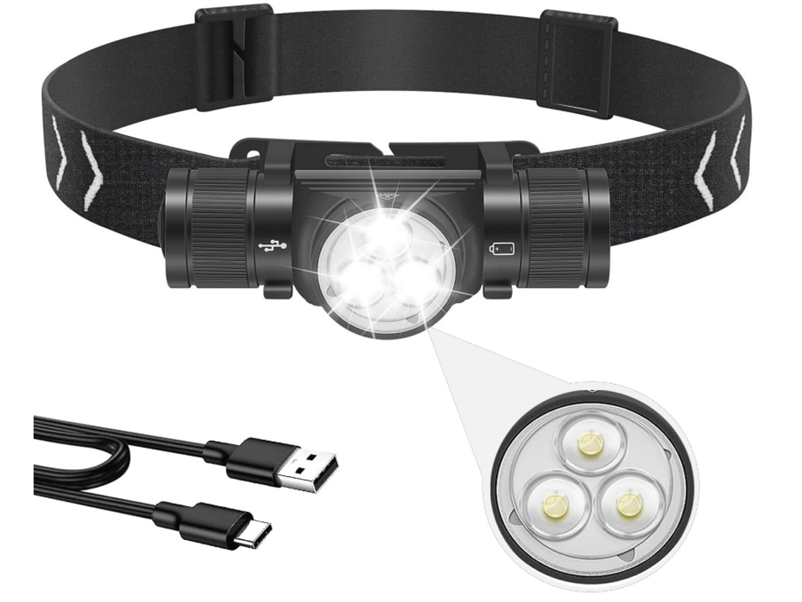 Farol Led Recarregável Em Liga De Alumínio Yunzii Hp330 Ip66 À Prova Dágua Memória 6 Modos Preto