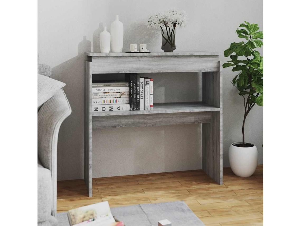 Vidaxl Mesa Consola 80x30x80 Cm Derivados De Madeira Cinzento Sonoma