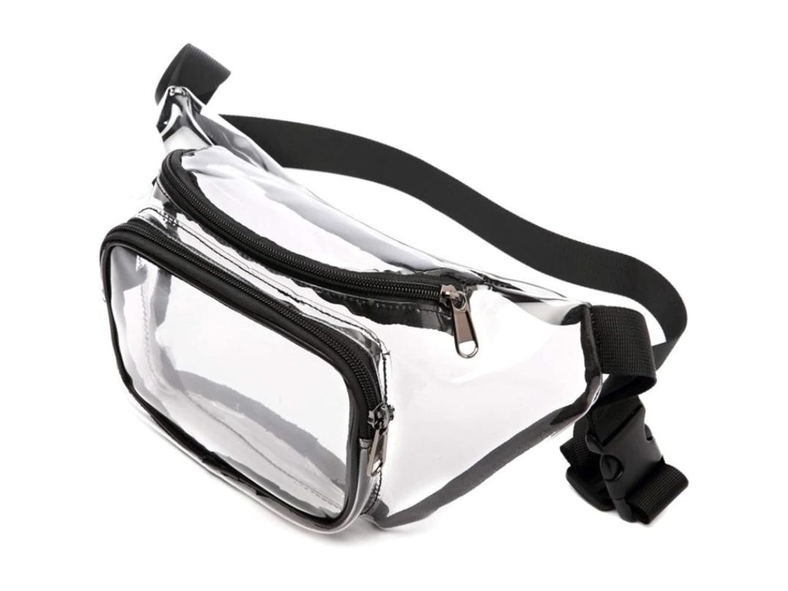Bolsa de cintura transparente impermeável para mulher com zíper, aprovada para estádios e eventos diários, S/MARCA