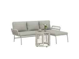 Conjunto Polirratã 3 Peças ZENCORE SERVICES com Lounge Chaise Longue Sofá 2 lugares Mesa Vidro Almofadas