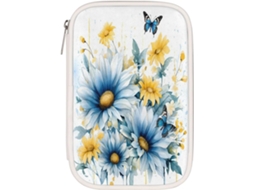 Estojo para lápis, com estampa de borboleta ou margarida, bolsa com compartimentos, item essencial de maquiagem feminina.