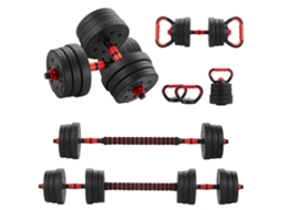 Conjunto De Halteres Ajustáveis ​​​​6 Em 1, 20 Kg, Kettlebells, Halteres, Barra E Suporte Para Flexões.