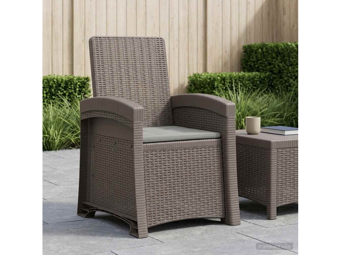 Vidaxl Cadeira De Jardim Reclinável Com Aparência De Rattan Pp