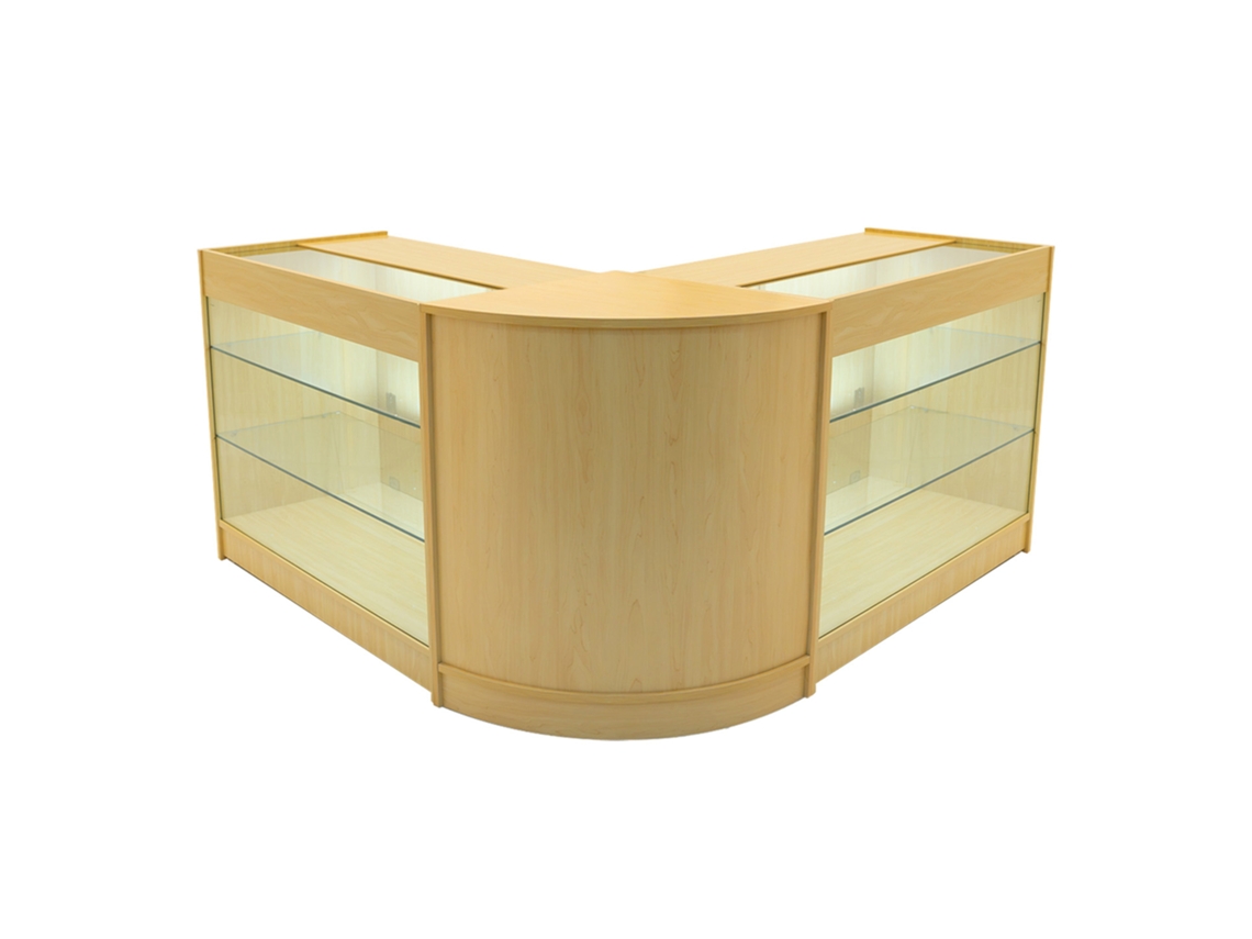 Conjunto de Balcões Comerciais MonsterShop Helios, Maple, 2xK1200 1xCM60, MDF e Vidro Temperado