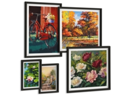 Conjunto De Pinturas Bicicletas Florais Pitoresco Espelharte (5 Peças)