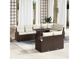 Vidaxl Conjunto De Sofá De Jardim 9 Pcs Castanho Rattan Sintético