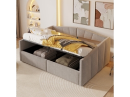Sofá-cama 140x200 Cm Com Suporte Hidráulico E Almofadas Cinza Claro