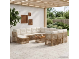 Vidaxl Conjunto De Sofás Para Exterior 13 Pcs Natural E Branco Creme