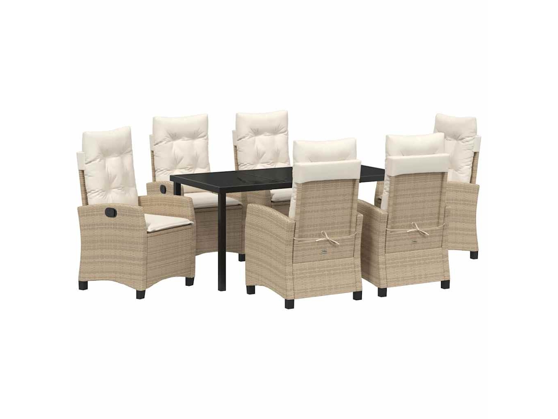 Maison Exclusive - Conjunto De Jantar Para Jardim Com Almofada 7 Pcs Bege Vime Pe