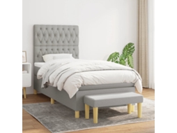 Vidaxl Cama Com Molas/colchão 90x200 Cm Tecido Cinza-claro