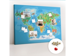 Quadro De Cortiça Com Impressão Mapa De Desenhos Animados Para O Escritório Espelharte (140x100 Cm)