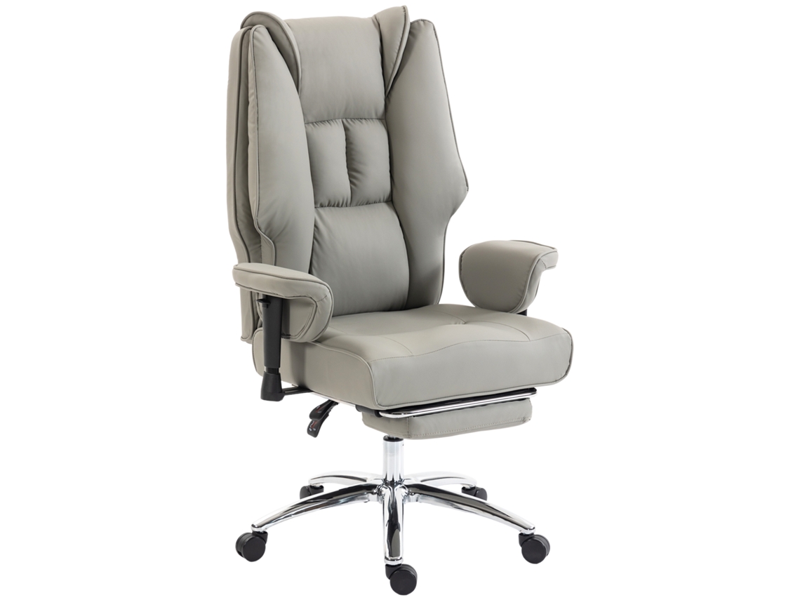 Cadeira de escritório ergonômica reclinável com apoio para os pés encosto alto altura ajustável cinza claro BTFORUS