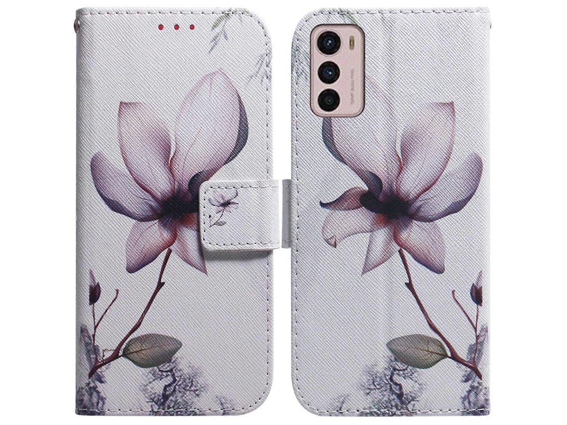 Capa De Couro Com Desenho Colorido Para Motorola Moto G42