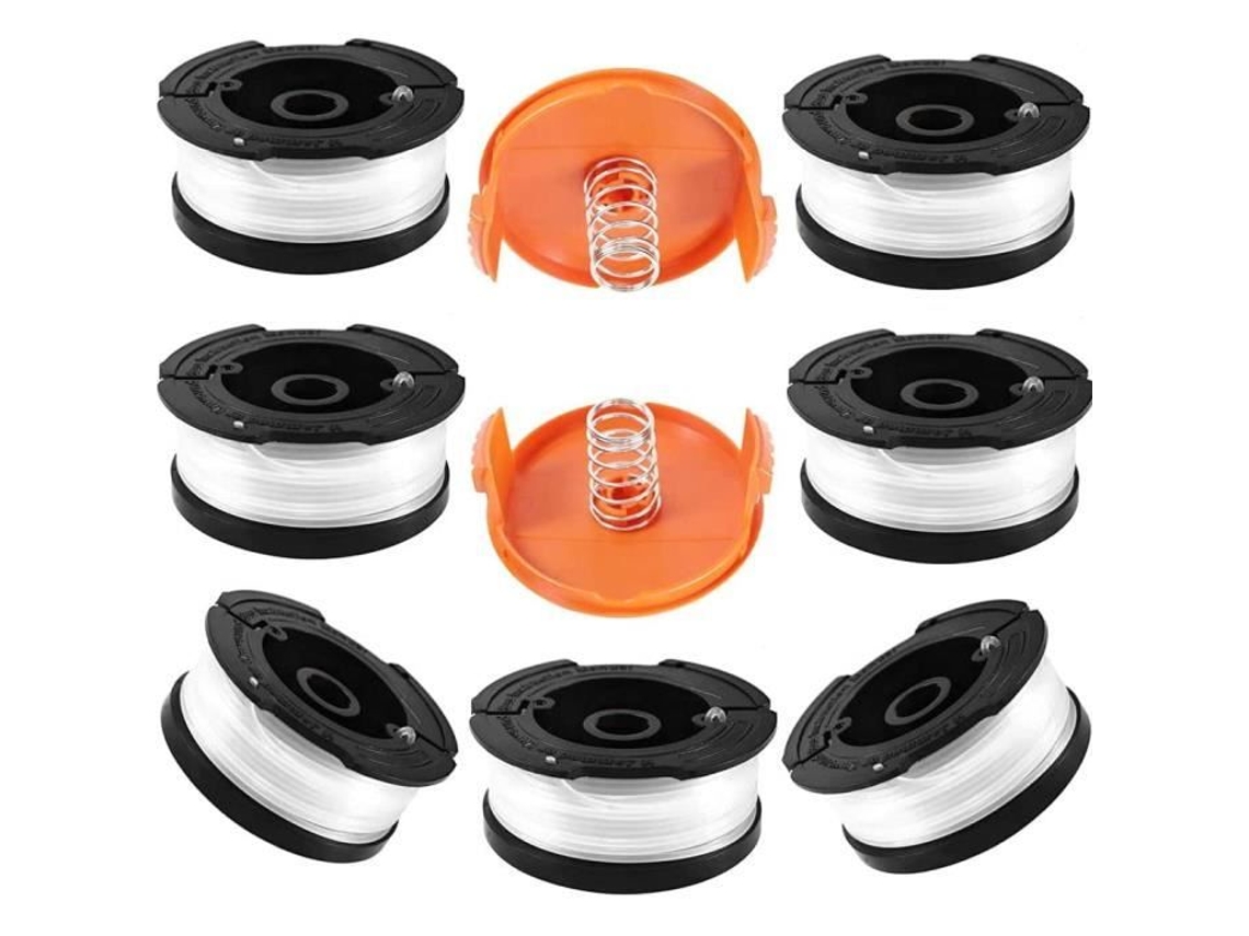 Aparador de linha de carretel para aparadores de cordas Black and Decker, carretéis A6481 A6485 compatível com Black and Decker Af-100, 7 peças B1