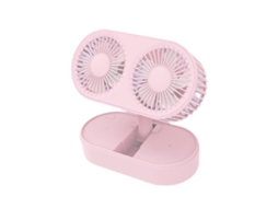 Ventilador Mini Usb Portátil Duas Lâminas Cor Rosa Pasta
